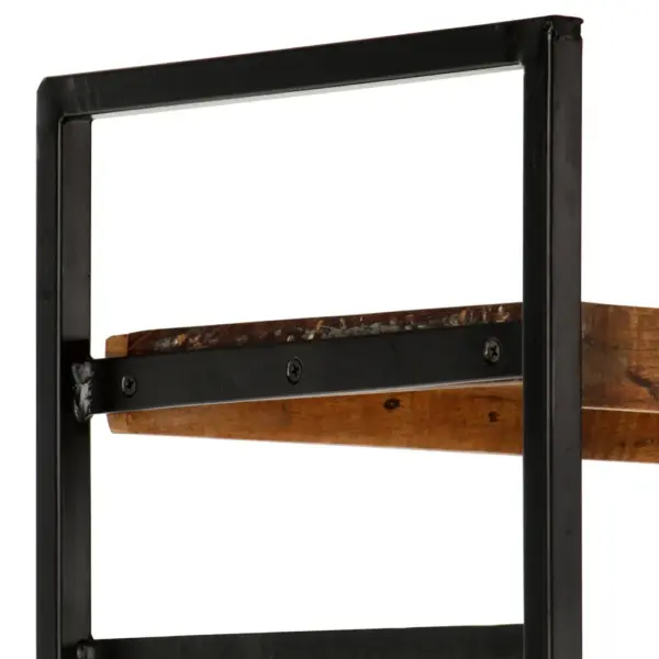 Industriaalne raamaturiiul 3 riiuli ja 2 uksega, taaskasutatud puit ja metallraam, 80 x 30 x 180 cm – 6