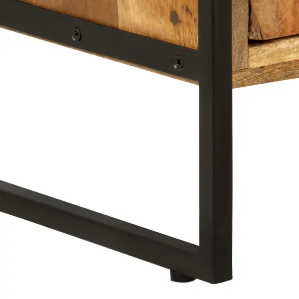 Industriaalne raamaturiiul 3 riiuli ja 2 uksega, taaskasutatud puit ja metallraam, 80 x 30 x 180 cm – 7