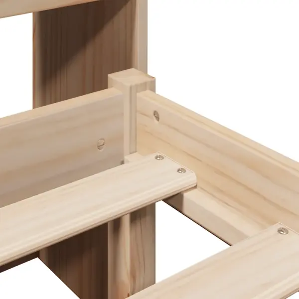 Raamaturiiuliga voodiraam jalutsi ja liistudega põhjaga, männipuit, 150 x 200 cm, pruun – 9