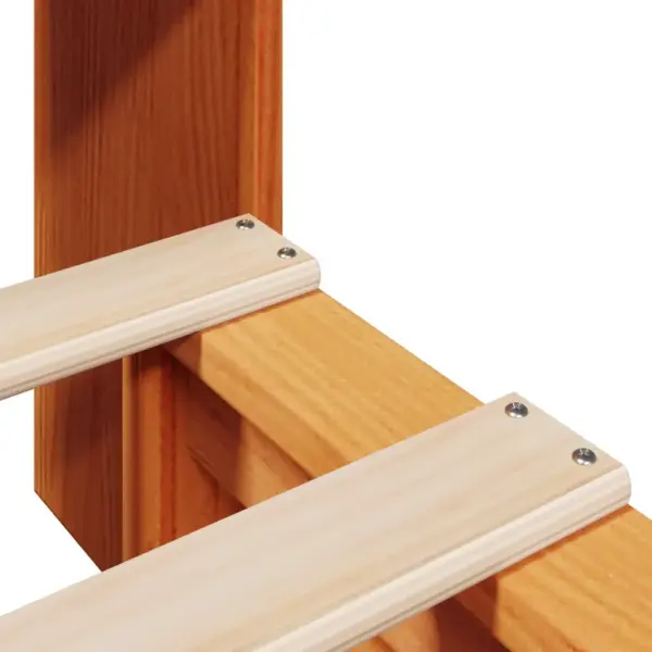 Raamaturiiuliga üheinimese voodiraam liistudega põhiga, vahapruun männipuit, 100 x 200 cm – 9