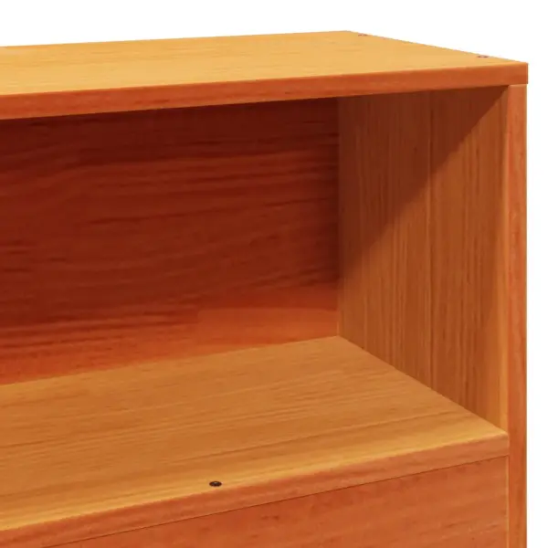 Raamaturiiuliga üheinimese voodiraam liistudega põhiga, vahapruun männipuit, 100 x 200 cm – 10