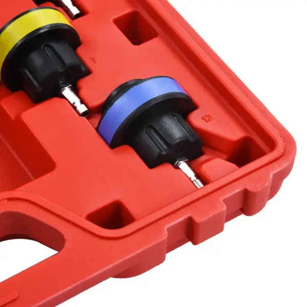 14-osaline universaalne radiaatorirõhu testrikomplekt jahutussüsteemile, 0–2,5 baari, punases kohvris – 6