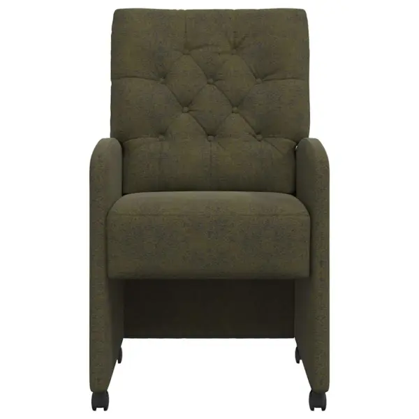 Ratastega polsterdatud söögitoolid käetugudega, 2 tk, armee rohelised, kunstseemisnahk, 58 x 67 x 97 cm – 4