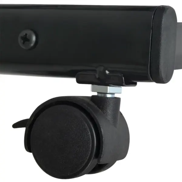 Ratastel ajakirjade ja brošüüride hoidik, 6 A4 riiuliga, must teras, 47,5 x 43 x 133 cm – 4