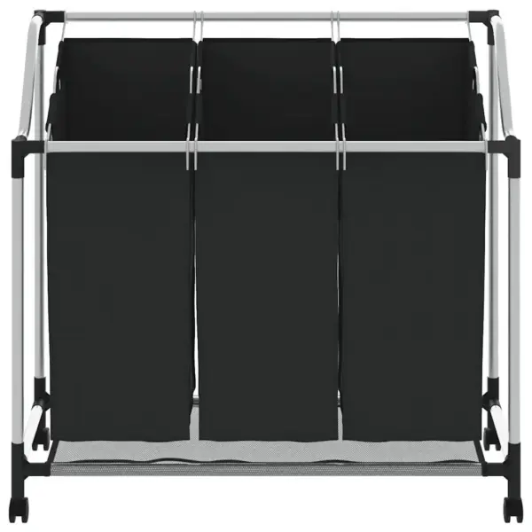 Ratastel pesusorteerija 3 kotiga, must, terasraam – 5