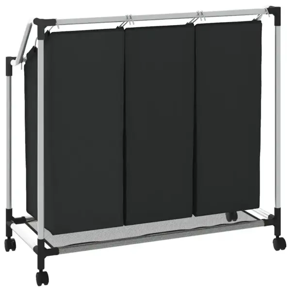 Ratastel pesusorteerija 3 kotiga, must, terasraam – 7