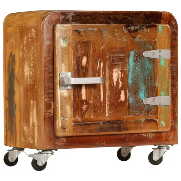 Ratastel öökapp taaskasutatud puidust, mitmevärviline, 50 x 30 x 50 cm – 12