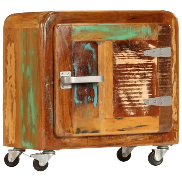 Ratastel öökapp taaskasutatud puidust, mitmevärviline, 50 x 30 x 50 cm – 13