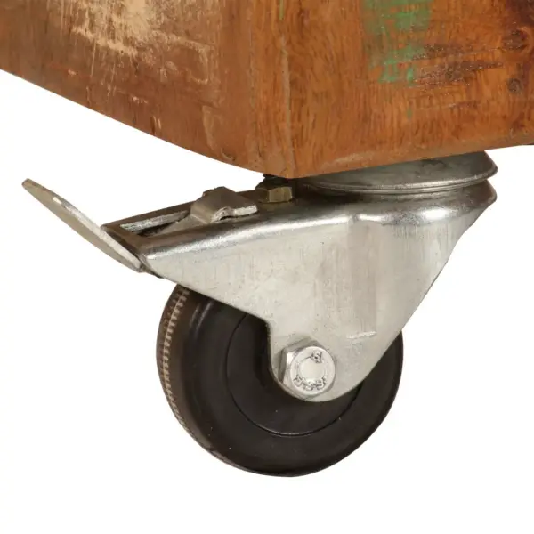 Ratastel öökapp taaskasutatud puidust, mitmevärviline, 50 x 30 x 50 cm – 8