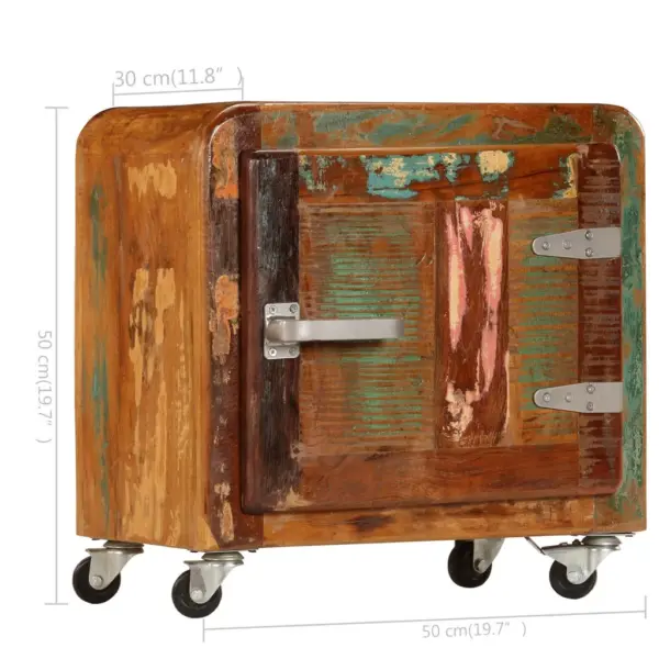 Ratastel öökapp taaskasutatud puidust, mitmevärviline, 50 x 30 x 50 cm – 9