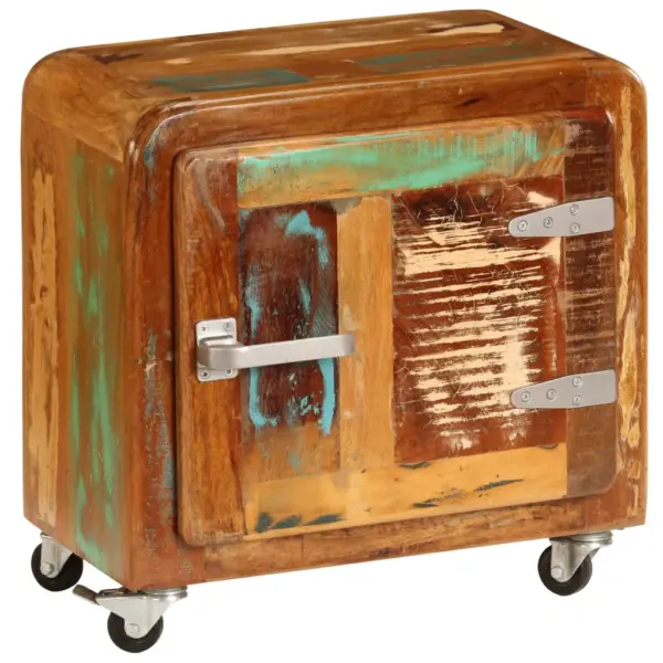 Ratastel öökapp taaskasutatud puidust, mitmevärviline, 50 x 30 x 50 cm – 10