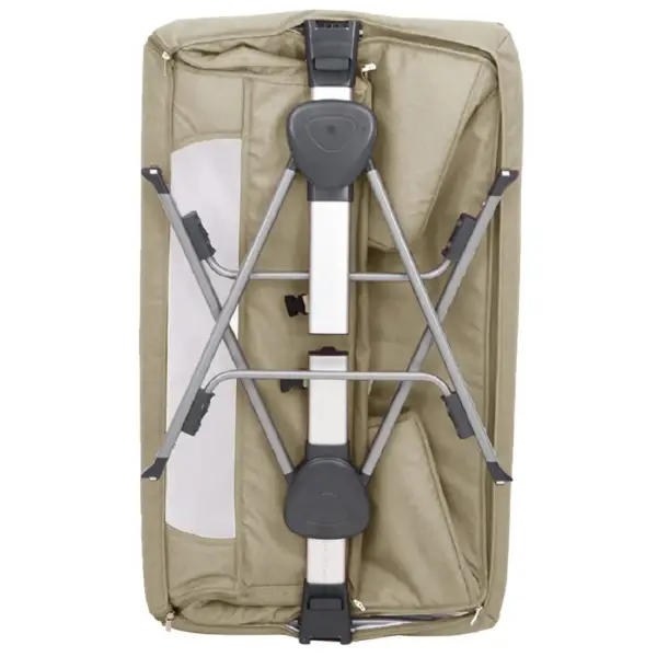 Kõrvalvoodi beebivoodi madratsiga, reguleeritava kõrgusega, pruunikashall linane kangas, 93 x 56 cm – 9