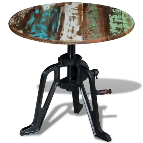 Reguleeritava kõrgusega lisalaud taaskasutatud puidust ja malmist, 60 x 42–63 cm – 3