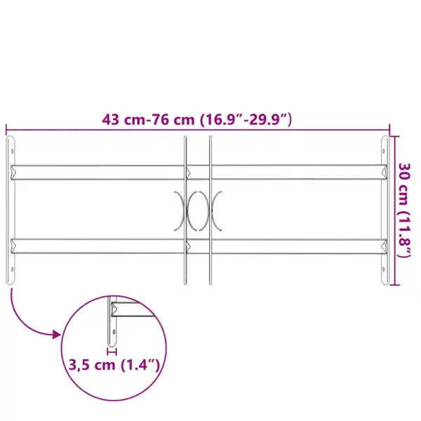 Reguleeritavad akende turvatrellid, tsingitud teras, hõbedane, 2 põiktrelliga, horisontaalne, 300 x 500–650 mm – 7