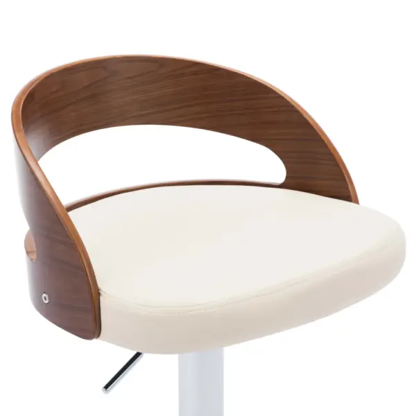 Reguleeritavad baaritoolid gaasitõstega, 2 tk, kreemjasvalge kunstnahk ja painutatud puit – 8