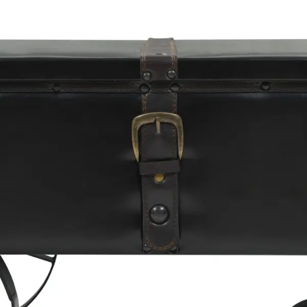 Reisikirstu stiilis kohvilaud ratastega, must, MDF, kunstnahk ja okaspuit, 110 x 55 x 43 cm - 4