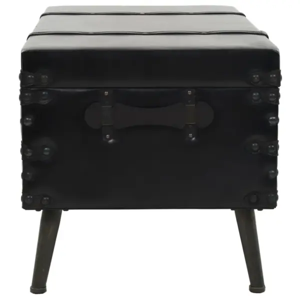 Reisikirstu stiilis must kohvilaud panipaigaga, MDF, kunstnahk ja teras, 102 x 51 x 48 cm – 3