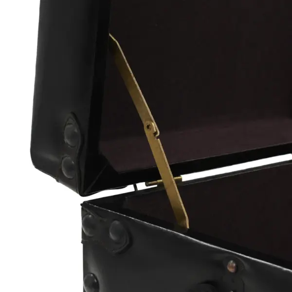 Reisikirstu stiilis must kohvilaud panipaigaga, MDF, kunstnahk ja teras, 102 x 51 x 48 cm – 7