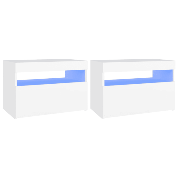 RGB LED-valgustusega öökapid, 2 tk, valge tehispuit, 60 x 35 x 40 cm – 2
