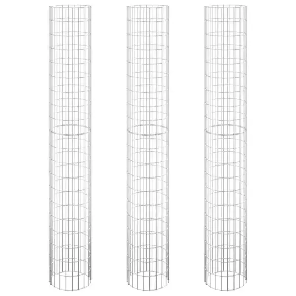 Ringikujuline gabioon-taimelava, 3 tk, hõbedane tsingitud teras, Ø 30 x 200 cm – 2