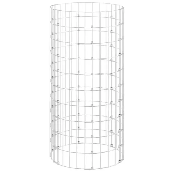Ringikujuline gabioonpost aeda ja terrassile, tsingitud teras, hõbedane, Ø50 x 100 cm – 3