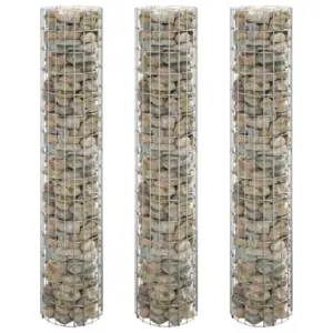 Ringikujulised gabioon-taimelavad, 3 tk, tsingitud teras, hõbedane, Ø 30 x 150 cm