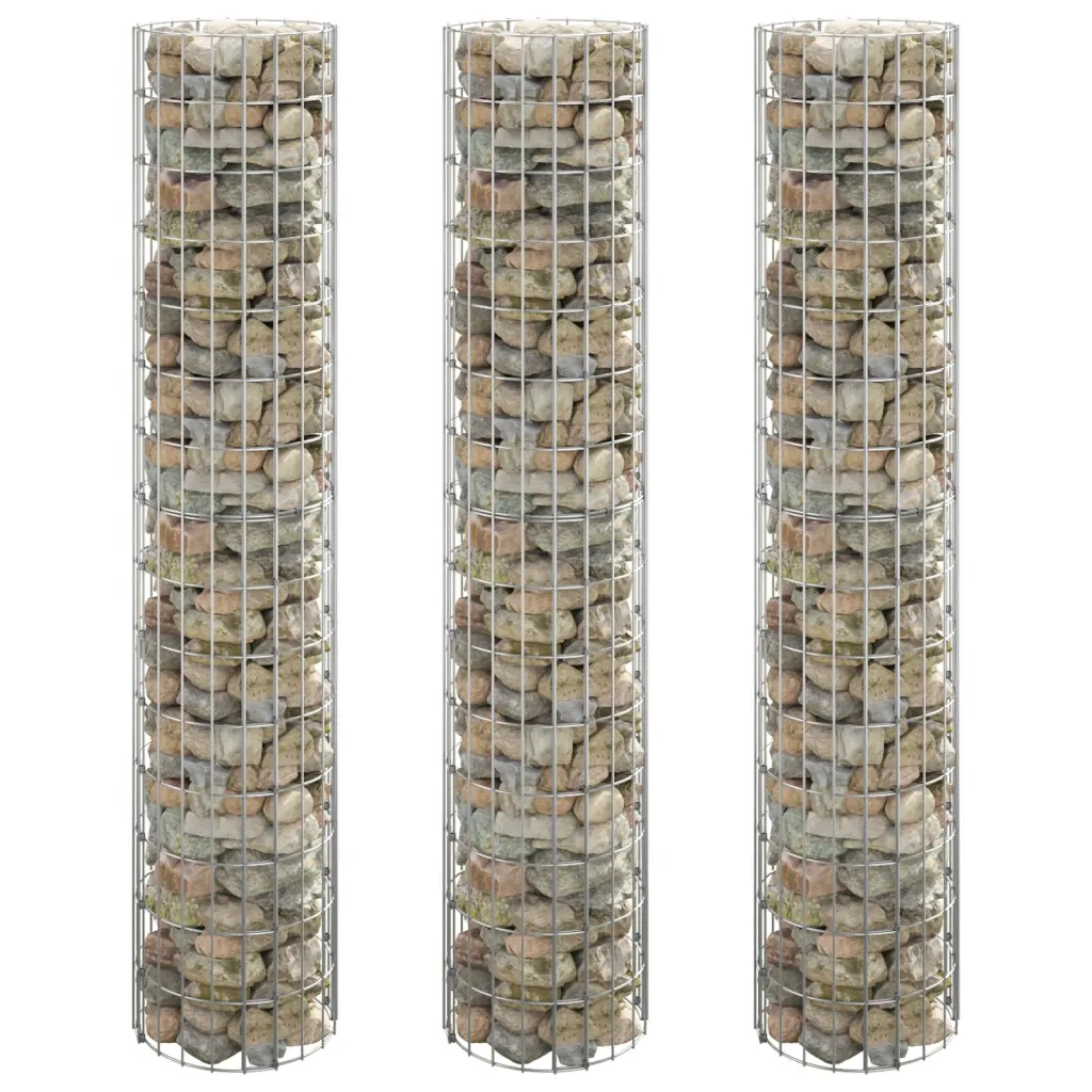 Ringikujulised gabioon-taimelavad, 3 tk, tsingitud teras, hõbedane, Ø 30 x 150 cm