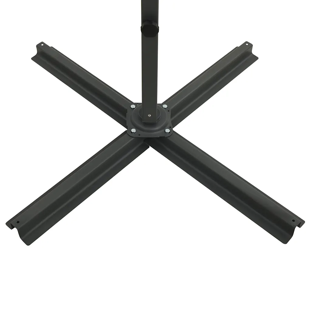 Rippuv aia päikesevari LED-valgustusega, must, 250 cm, alumiiniumpostiga