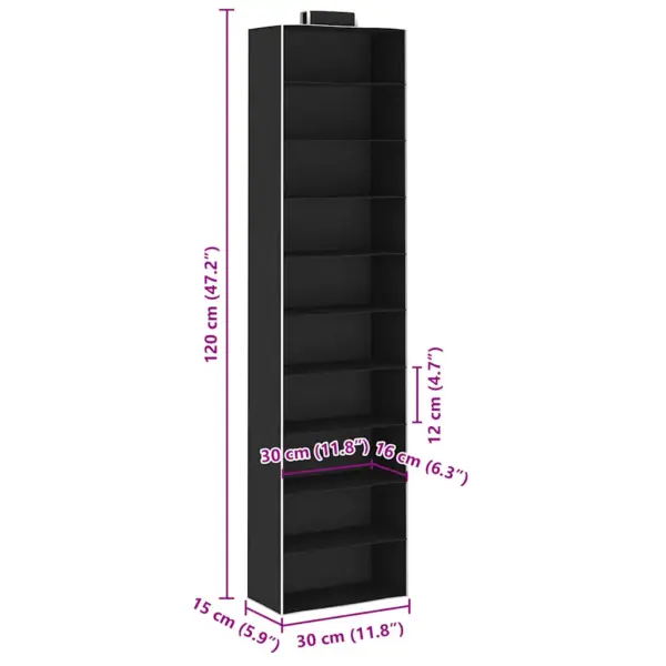 Rippuvad kapikorrastajad, 2 tk, 10 riiuliga, must-valge kangas, 30 x 15 x 120 cm – 9