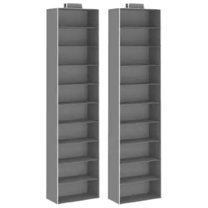 Rippuvad kapikorraldajad, 2 tk, 10 riiuliga, hall-valge kangas, 30 x 15 x 120 cm