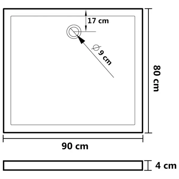 Ristkülikukujuline dušialus madala lävega, ABS, valge, 80 x 90 cm – 8