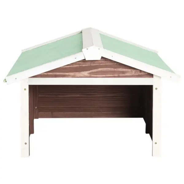 Robotniiduki garaaž täiskuusepuidust, pruun-valge, 72 x 87 x 50 cm – 4