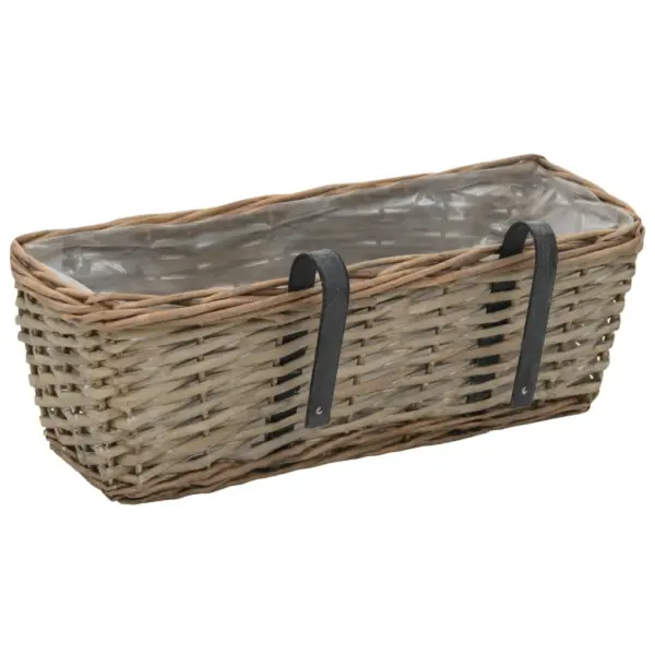 Rõdu taimekastid vitstest, PE-voodriga, 2 tk, pruun, 40 x 16 x 13 cm - 4