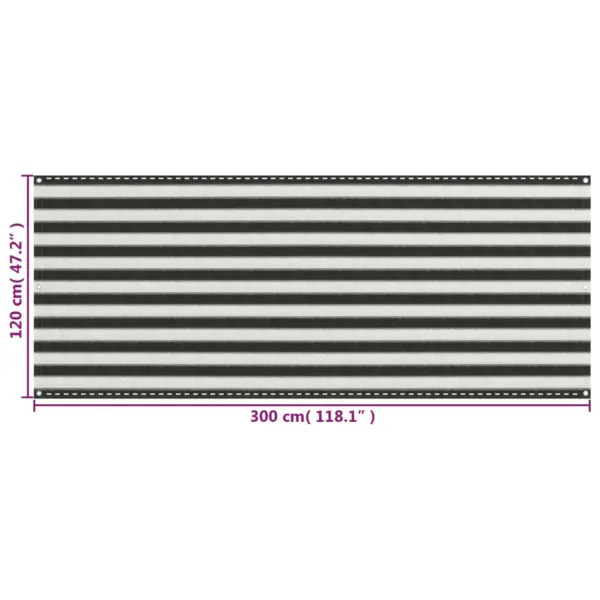 HDPE rõdusirm privaatsuseks, 120 x 300 cm, antratsiithall ja valge – 5