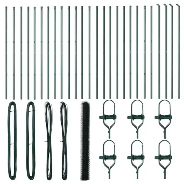 Roheline aiavõrgu ja postide komplekt, teras ja PVC, 50 x 1,6 m – 2