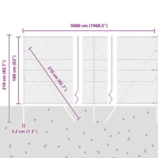 Roheline aiavõrgu ja postide komplekt, teras ja PVC, 50 x 1,6 m – 13