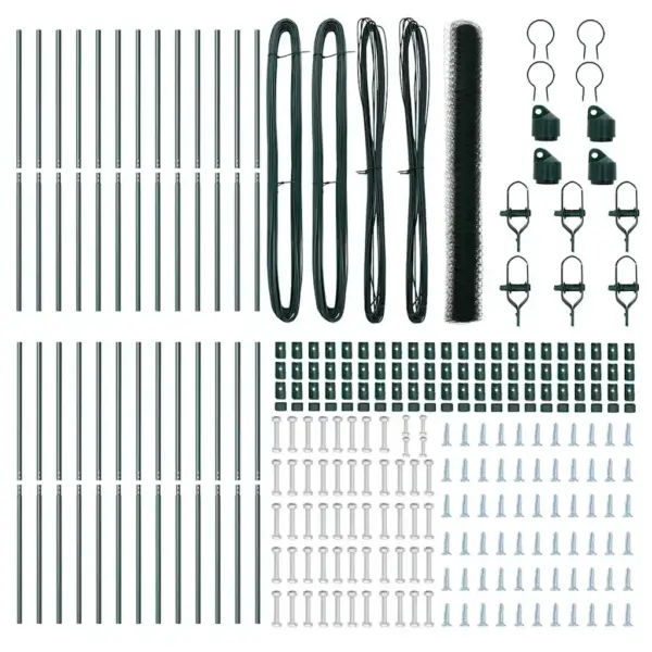 Roheline aiavõrgu ja postide komplekt, teras ja PVC, 50 x 1,6 m – 5