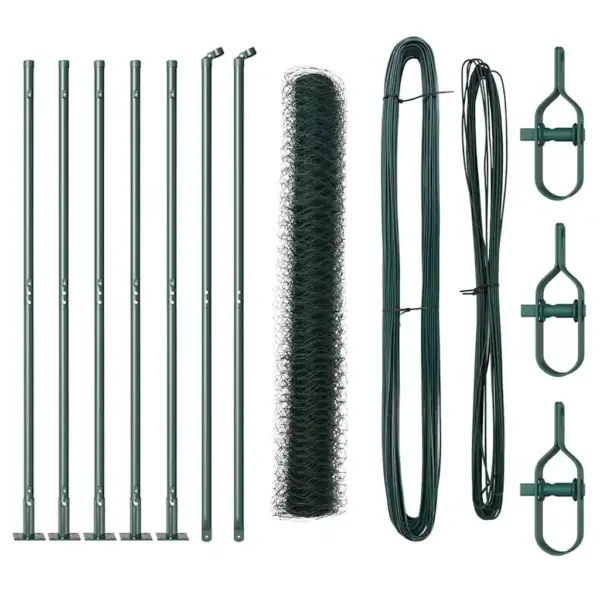 Roheline aiavõrgu ja postide komplekt, teras ja PVC, 10 x 1,2 m, 50 mm silmaga – 2