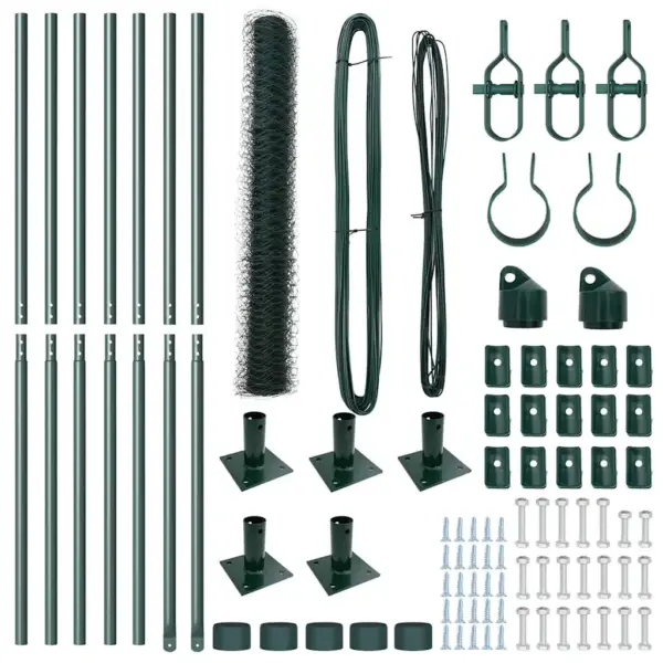 Roheline aiavõrgu ja postide komplekt, teras ja PVC, 10 x 1,2 m, 50 mm silmaga – 6