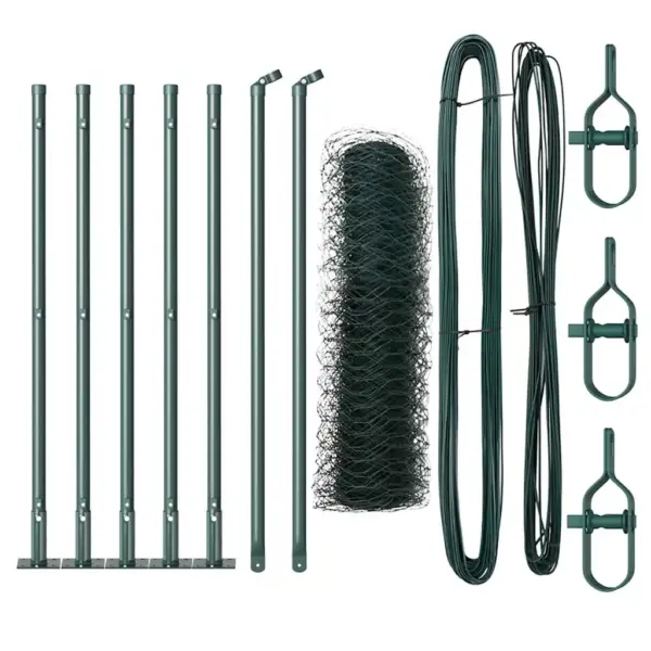 Roheline aiavõrgu ja postide komplekt, teras ja PVC, 10 x 0,8 m, 36 mm silmaga – 2