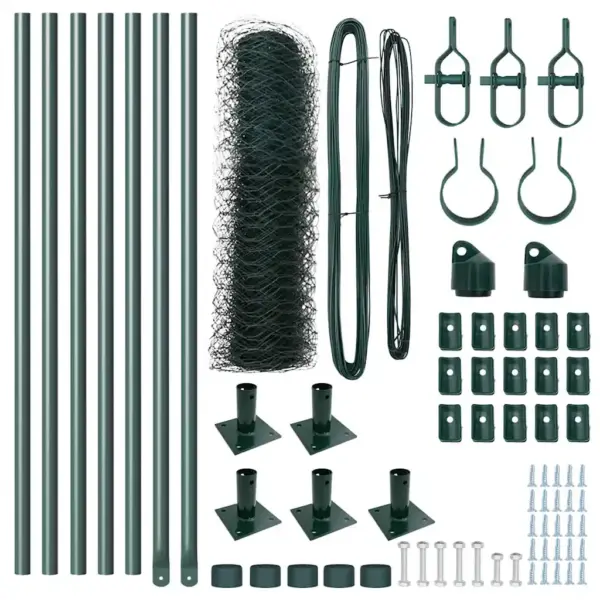 Roheline aiavõrgu ja postide komplekt, teras ja PVC, 10 x 0,8 m, 36 mm silmaga – 6