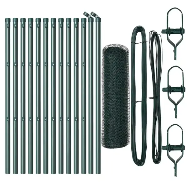 Roheline aiavõrgu ja aiapostide komplekt, teras ja PVC, 25 x 0,6 m, 25 mm silmasuurus – 2