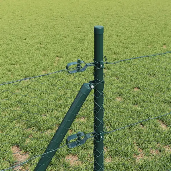 Roheline aiavõrgu ja aiapostide komplekt, teras ja PVC, 25 x 0,6 m, 25 mm silmasuurus – 4