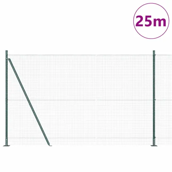 Roheline aiavõrgu komplekt teraspostidega, PVC-kattega, 25 x 1,4 m, 25 x 25 mm võrk – 3
