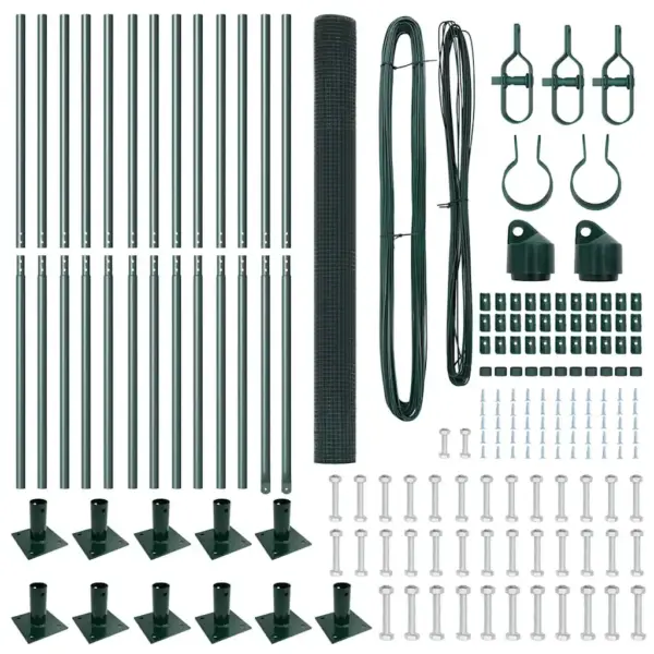 Roheline aiavõrgu komplekt teraspostidega, PVC-kattega, 25 x 1,4 m, 25 x 25 mm võrk – 6