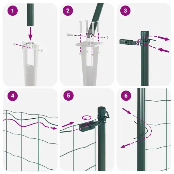Roheline euroaia komplekt postide ja tarvikutega, teras ja PVC, 1,5 x 10 m – 13