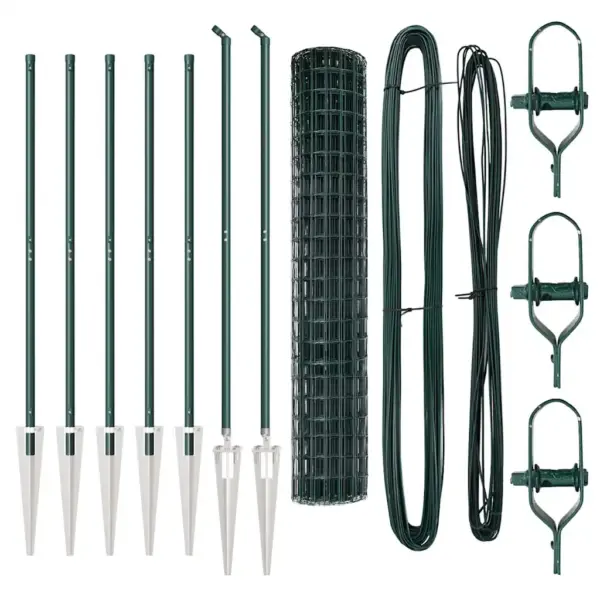 Roheline euroaia komplekt postide ja tarvikutega, teras ja PVC, 1,5 x 10 m – 5
