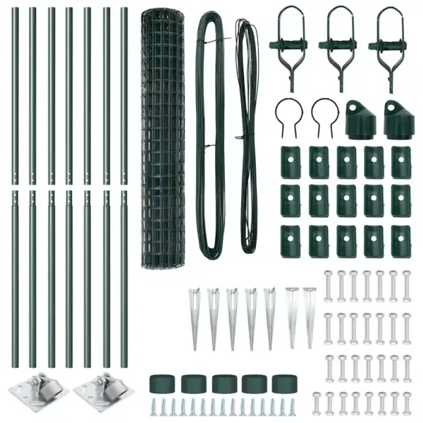 Roheline euroaia komplekt postide ja tarvikutega, teras ja PVC, 1,5 x 10 m – 6