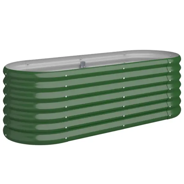 Roheline ovaalne aia taimelava, galvaniseeritud teras, 114 x 40 x 36 cm – 2