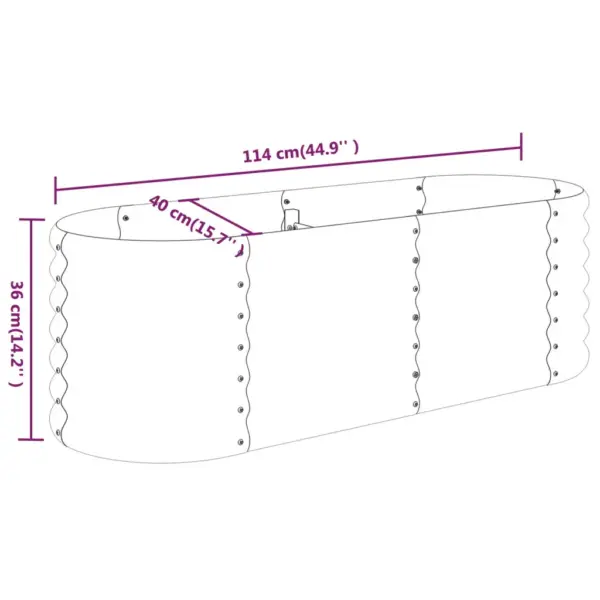 Roheline ovaalne aia taimelava, galvaniseeritud teras, 114 x 40 x 36 cm – 6